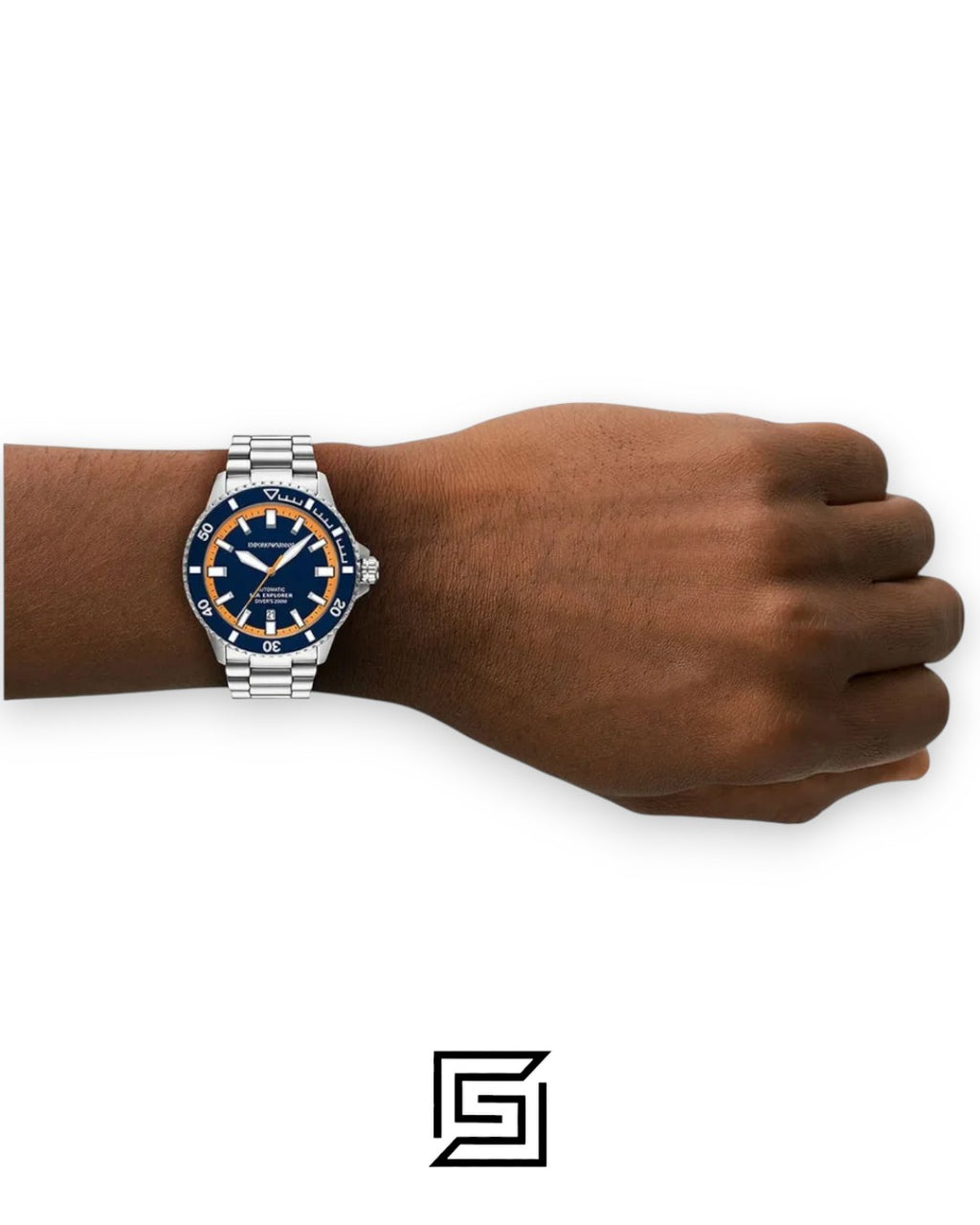 Armani AR60090 Automatic Sea Explorer Diver's 200m Blue Dial Stainless Steel Watch
