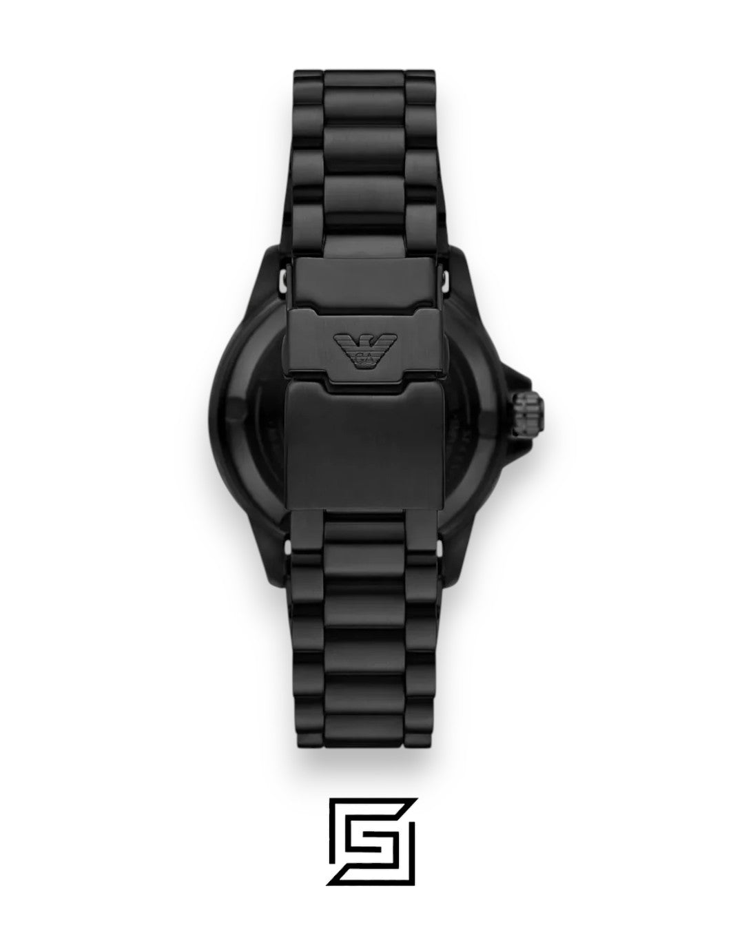 Emporio Armani AR60084 Black Stainless Steel Automatic Blue Dial Dive Watch 43mm