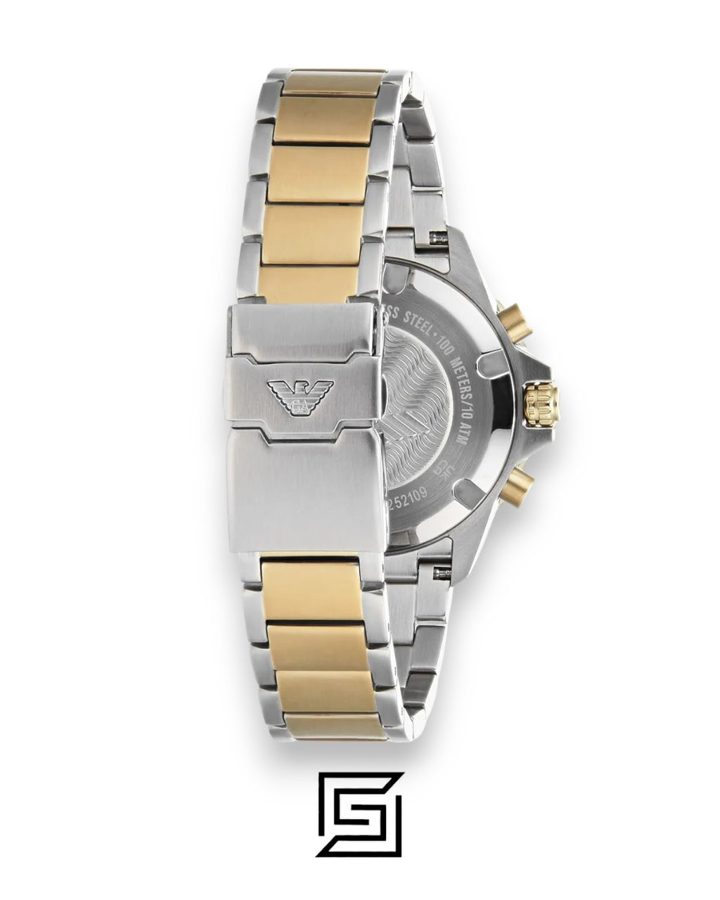 Armani AR11361 Men's Two-Tone Stainless Steel Chronograph Watch with Green Dial