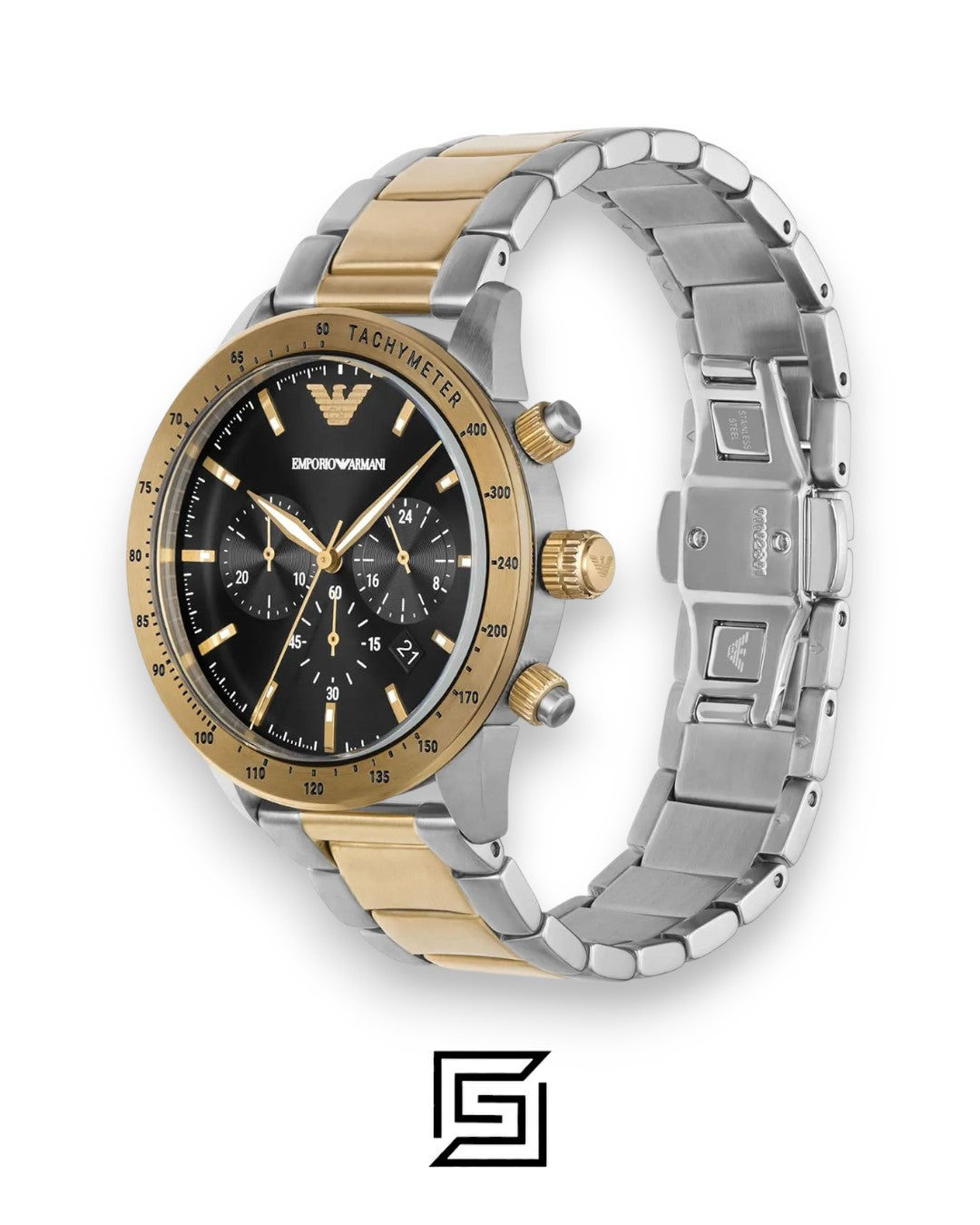 Emporio Armani AR11521 Two-Tone Chronograph Black Dial Men's Watch 43mm