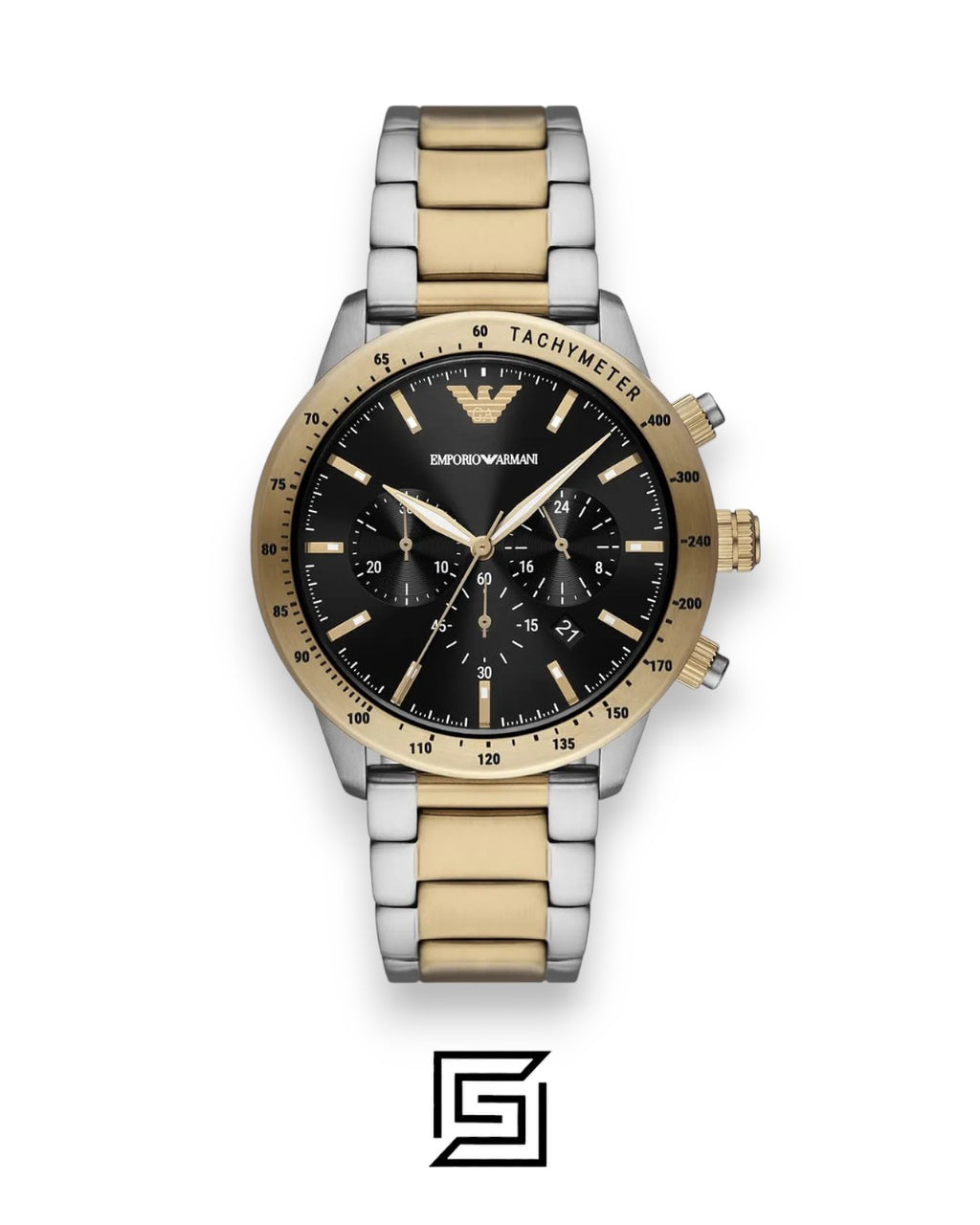 Emporio Armani AR11521 Two-Tone Chronograph Black Dial Men's Watch 43mm