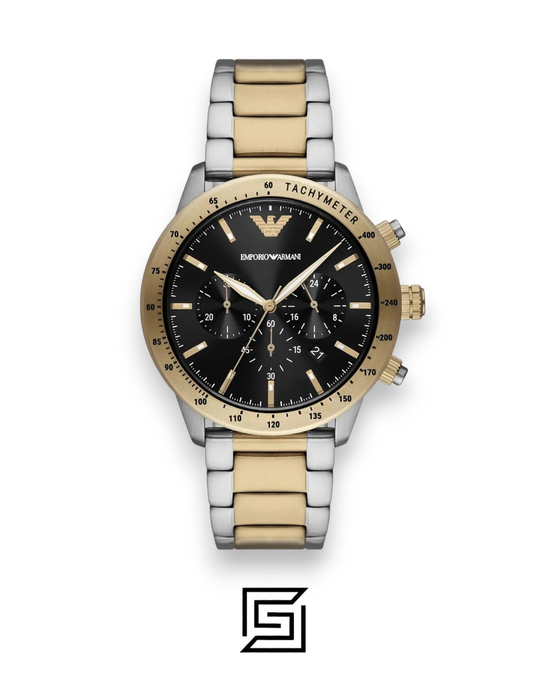 Emporio Armani AR11521 Two-Tone Chronograph Black Dial Men's Watch 43mm
