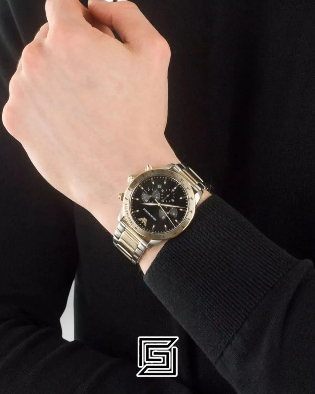 Emporio Armani AR11521 Two-Tone Chronograph Black Dial Men's Watch 43mm