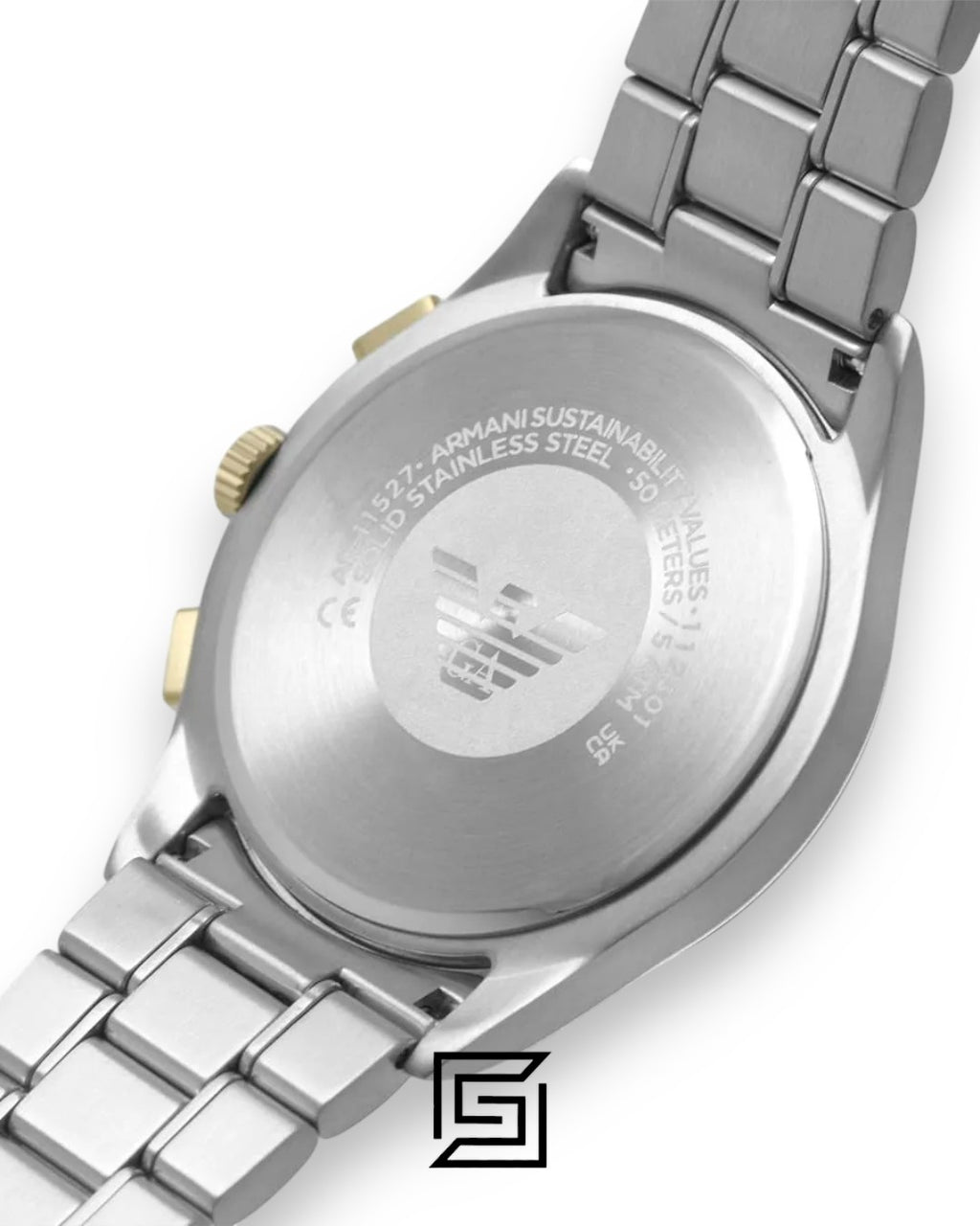 Armani AR11527 Men's Two-Tone Stainless Steel Chronograph Watch with Grey Dial