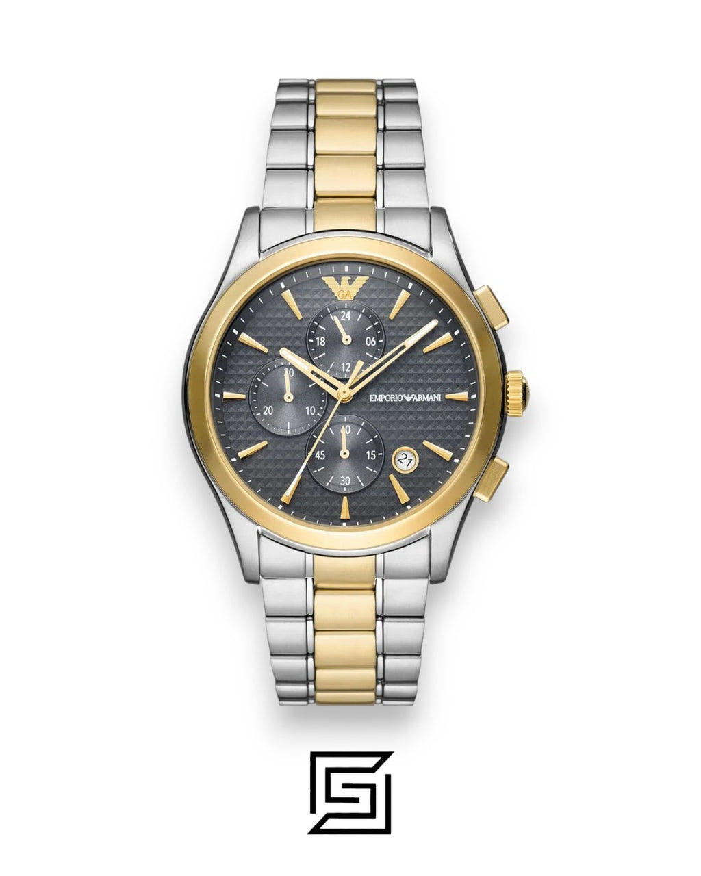 Armani AR11527 Men's Two-Tone Stainless Steel Chronograph Watch with Grey Dial
