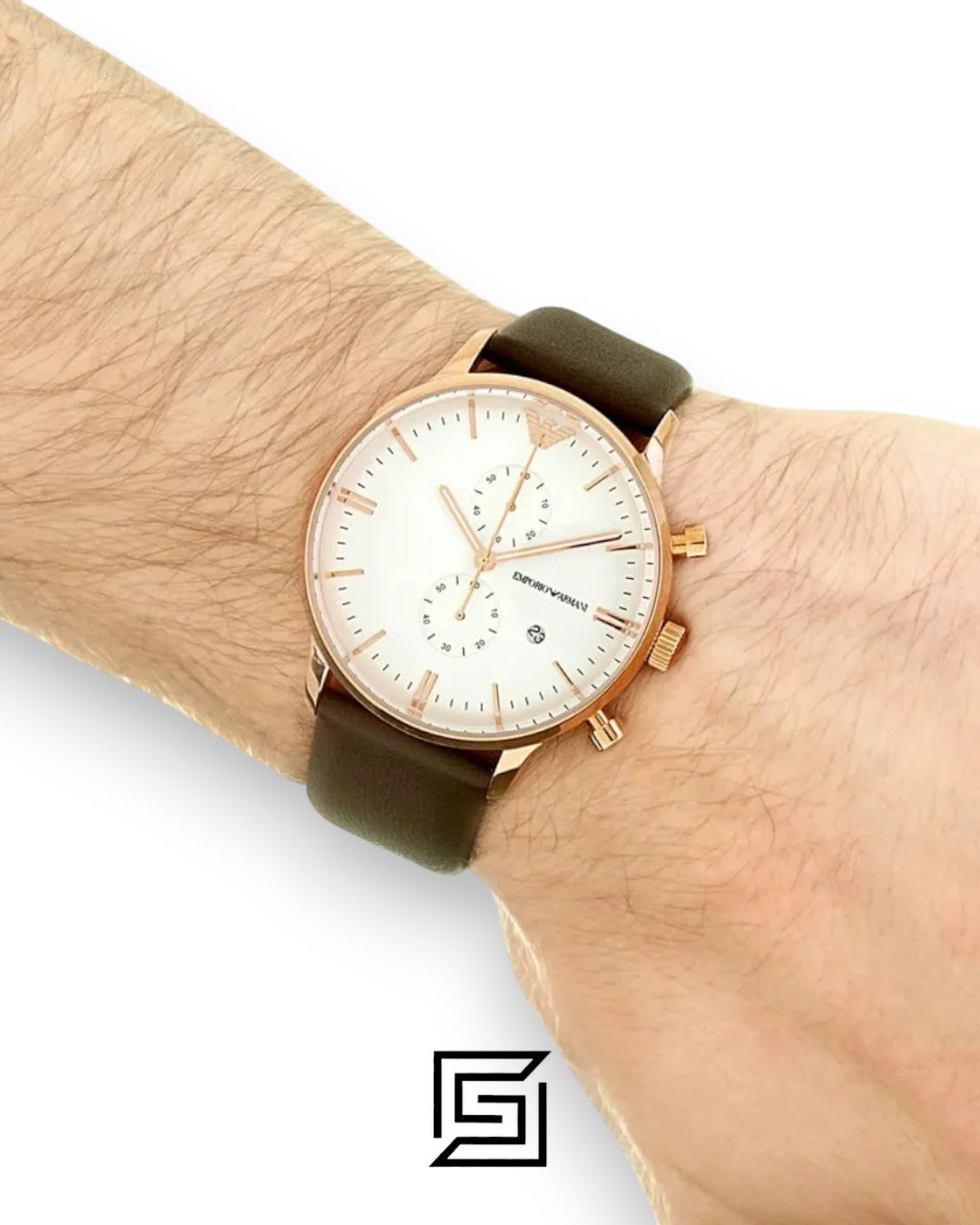 Emporio Armani AR1936 Rose Gold Tone Chronograph White Dial Men's Watch