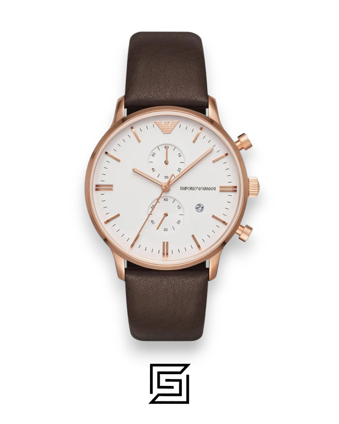 Emporio Armani AR1936 Rose Gold Tone Chronograph White Dial Men's Watch