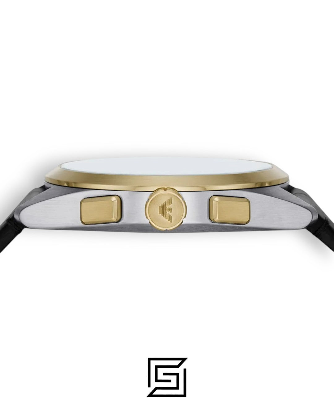 Armani AR11498 Chronograph Silver Dial Gold Bezel Men's Watch