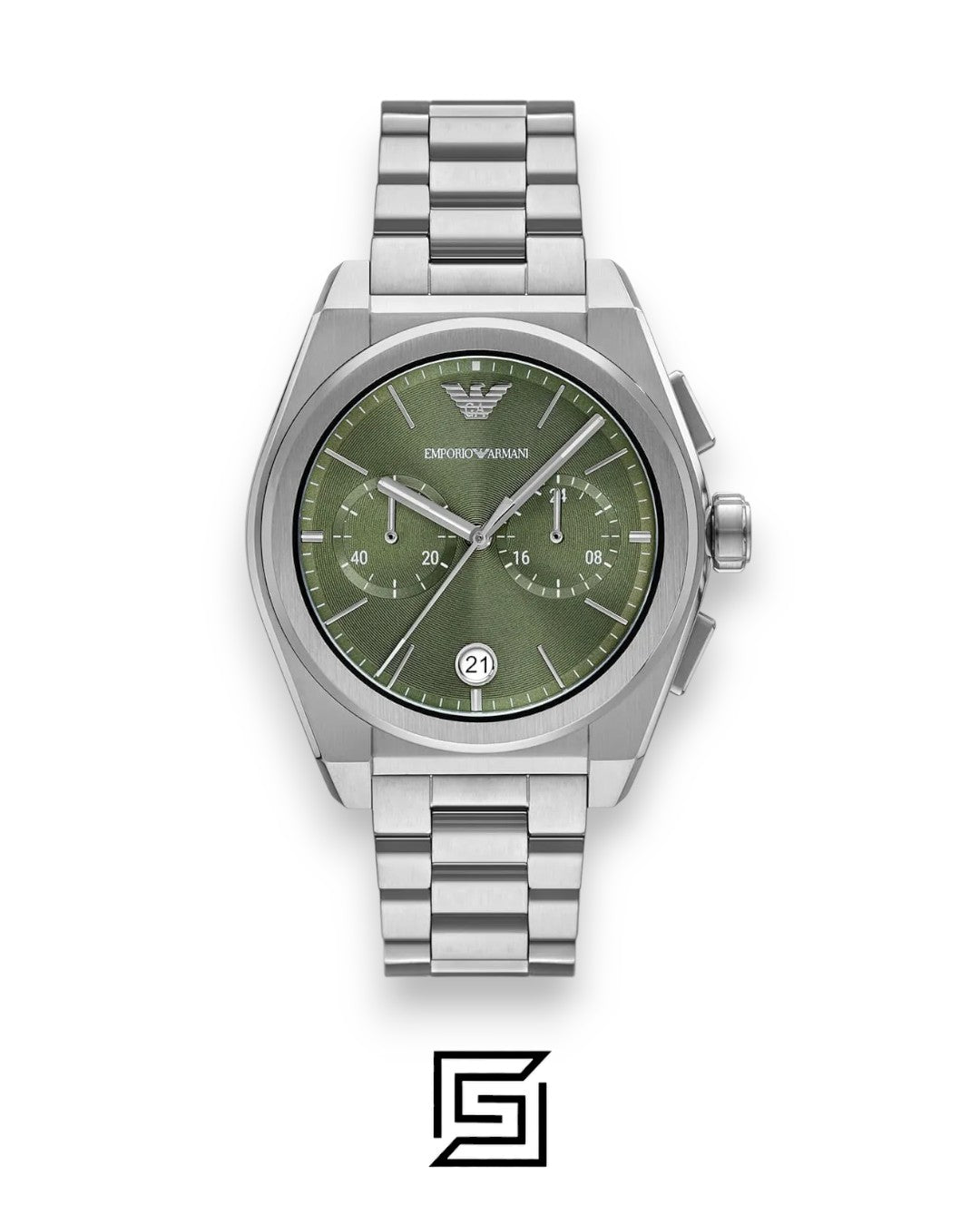 Emporio Armani AR11640 Men's Stainless Steel Green Chronograph Watch 43mm