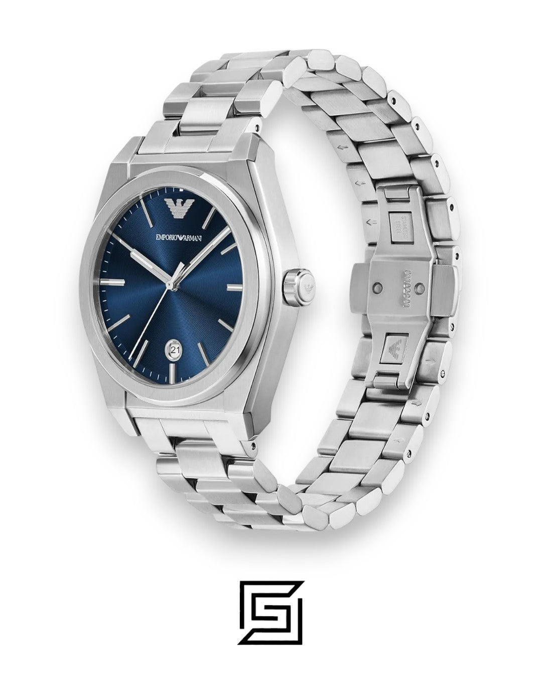 Emporio Armani AR11620 Men's Silver Stainless Steel Watch Blue Dial
