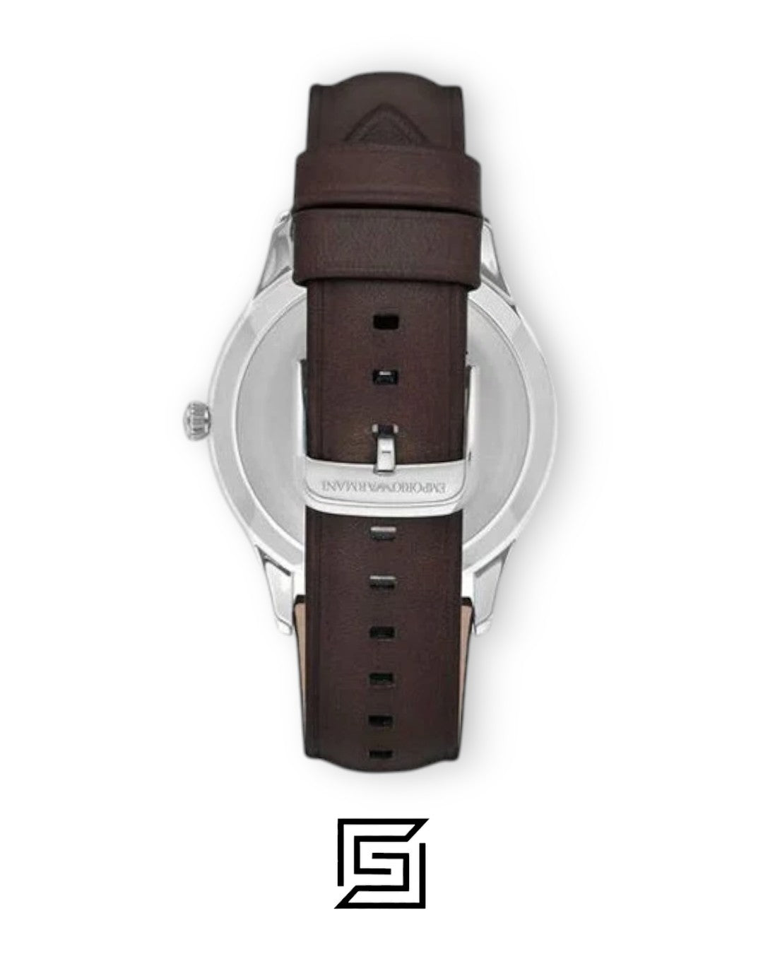 Emporio Armani AR1944 Men's Silver Case Blue Dial Brown Leather Watch