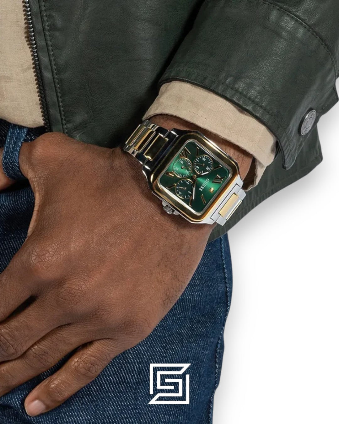 Guess GW0631G1 Green Dial Two-Tone Watch