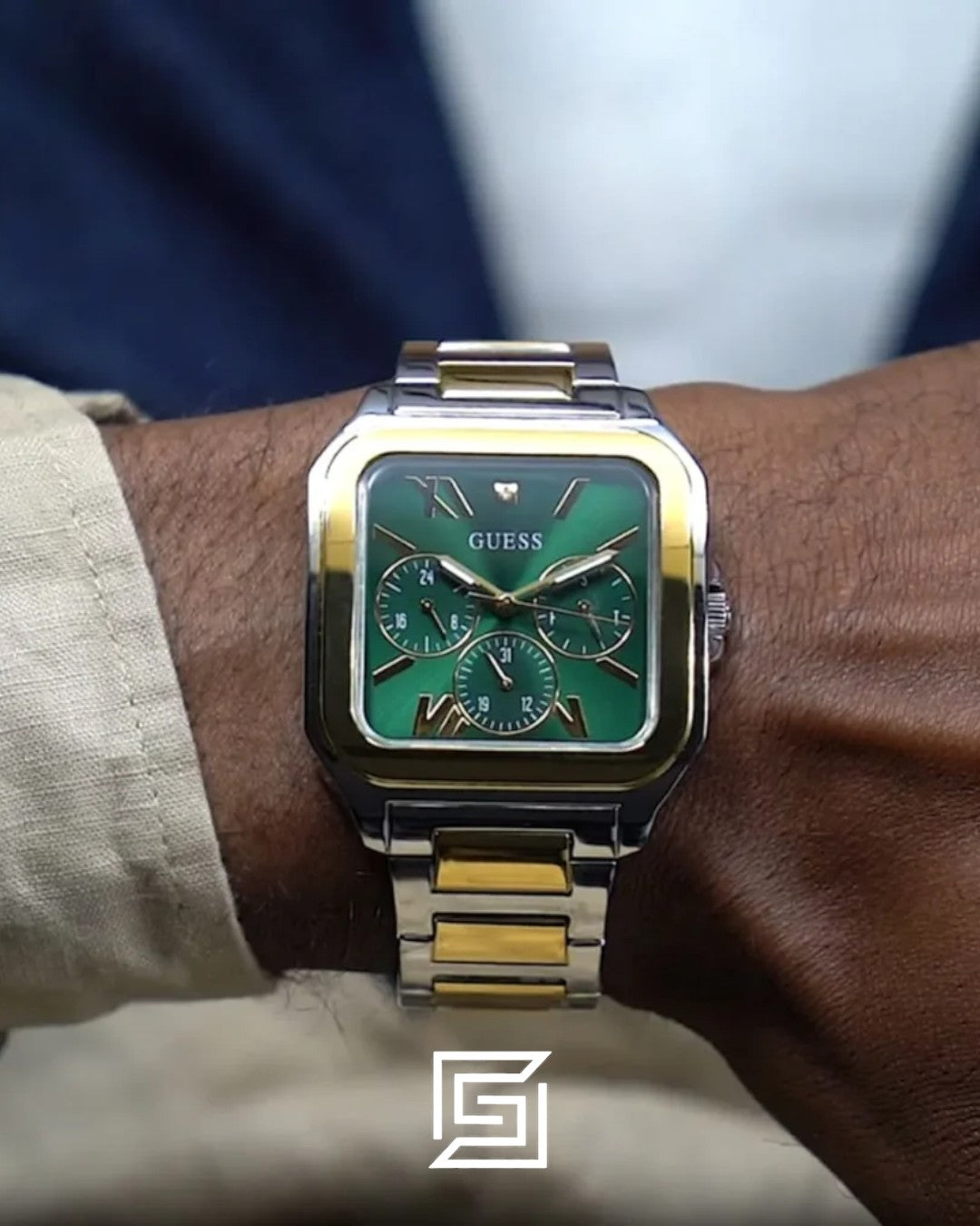 Guess GW0631G1 Green Dial Two-Tone Watch