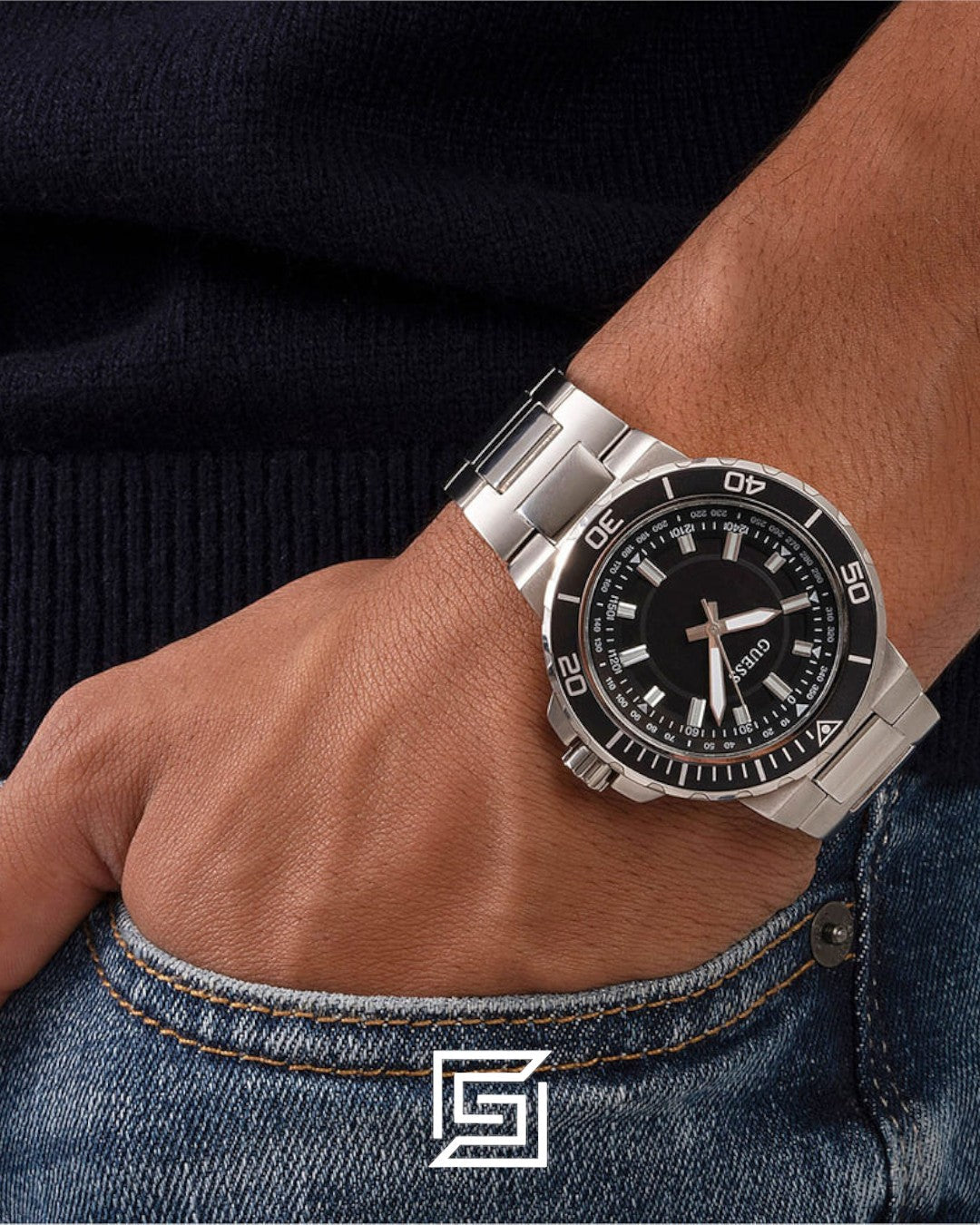 Guess GW0426G1 Men's Stainless Steel Black Dial Watch