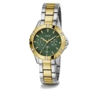 ساعة Guess GW0723L1 نسائية بعلبة ذهبية وفضية بقطر 40 ملم ومينا خضراء