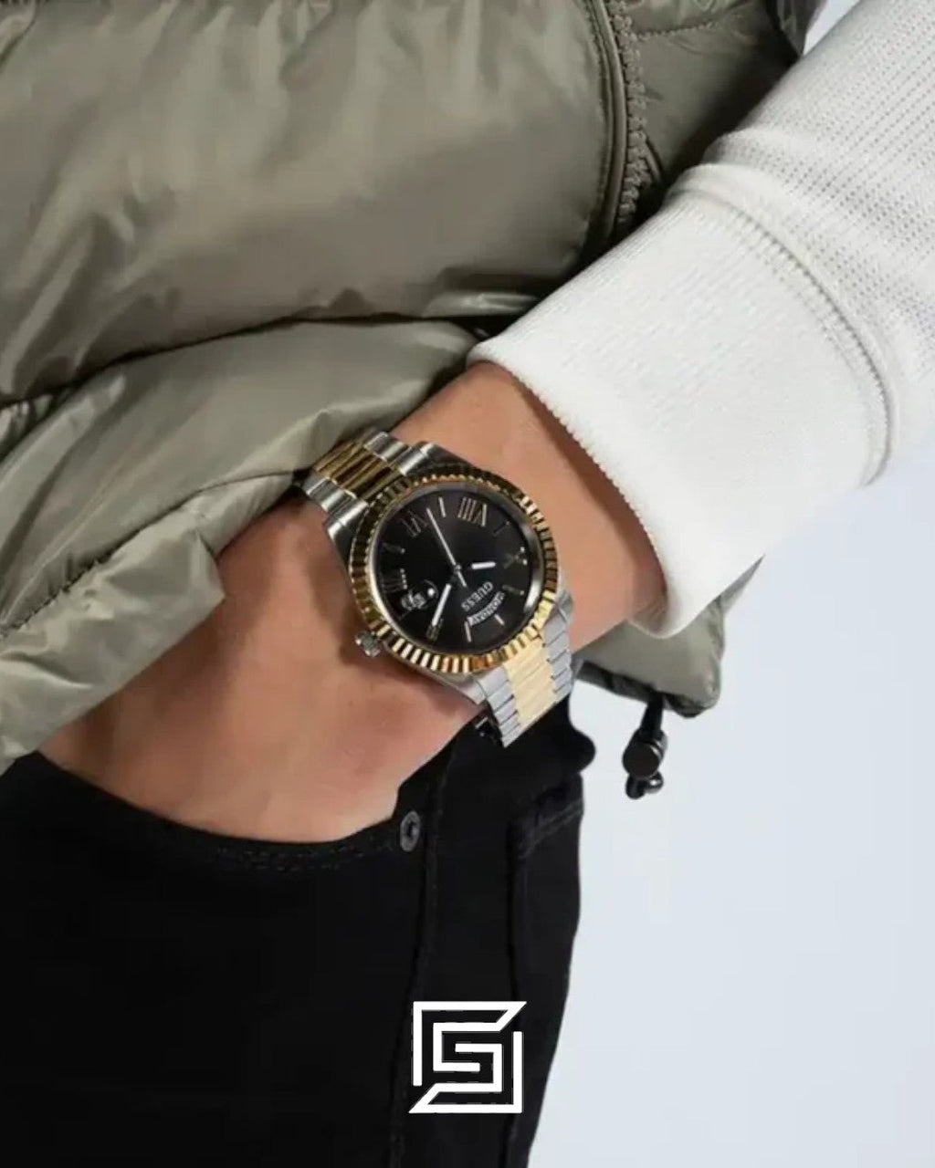 Guess GW0265G5 Two-Tone Black Dial Watch
