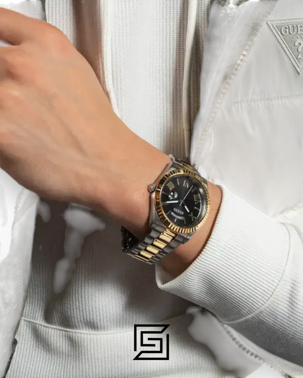 Guess GW0265G5 Two-Tone Black Dial Watch