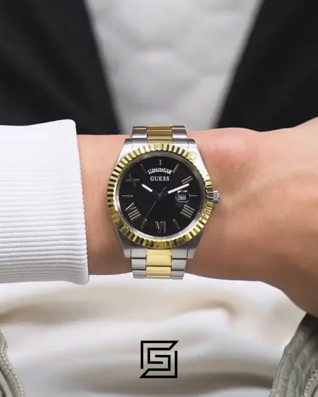 Guess GW0265G5 Two-Tone Black Dial Watch