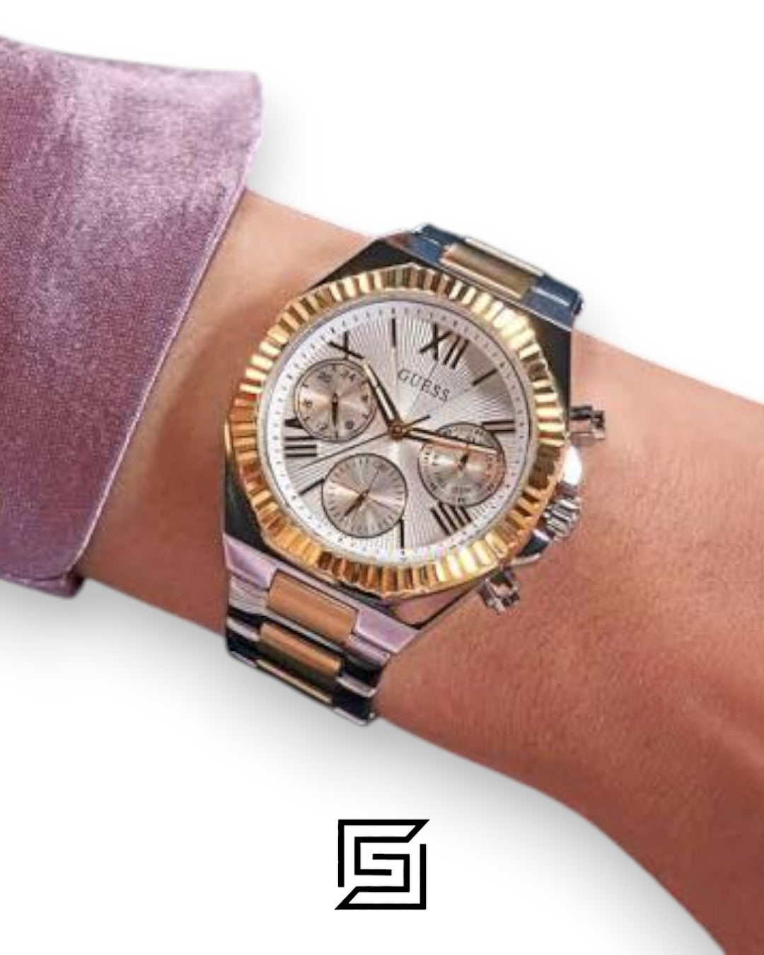 Guess GW0769L3 Silver Dial Two-Tone Watch