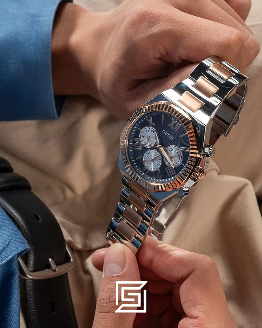 Guess GW0703G4 Men's Chronograph Two-Tone Stainless Steel Watch with Grey Dial