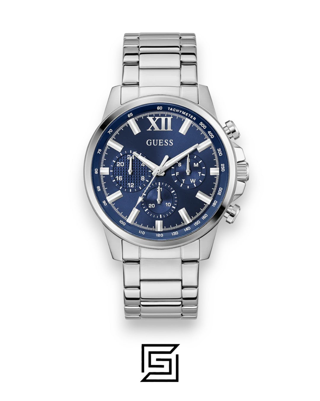 Guess GW0900G4 Men's Silver Stainless Steel Blue Dial Chronograph Watch