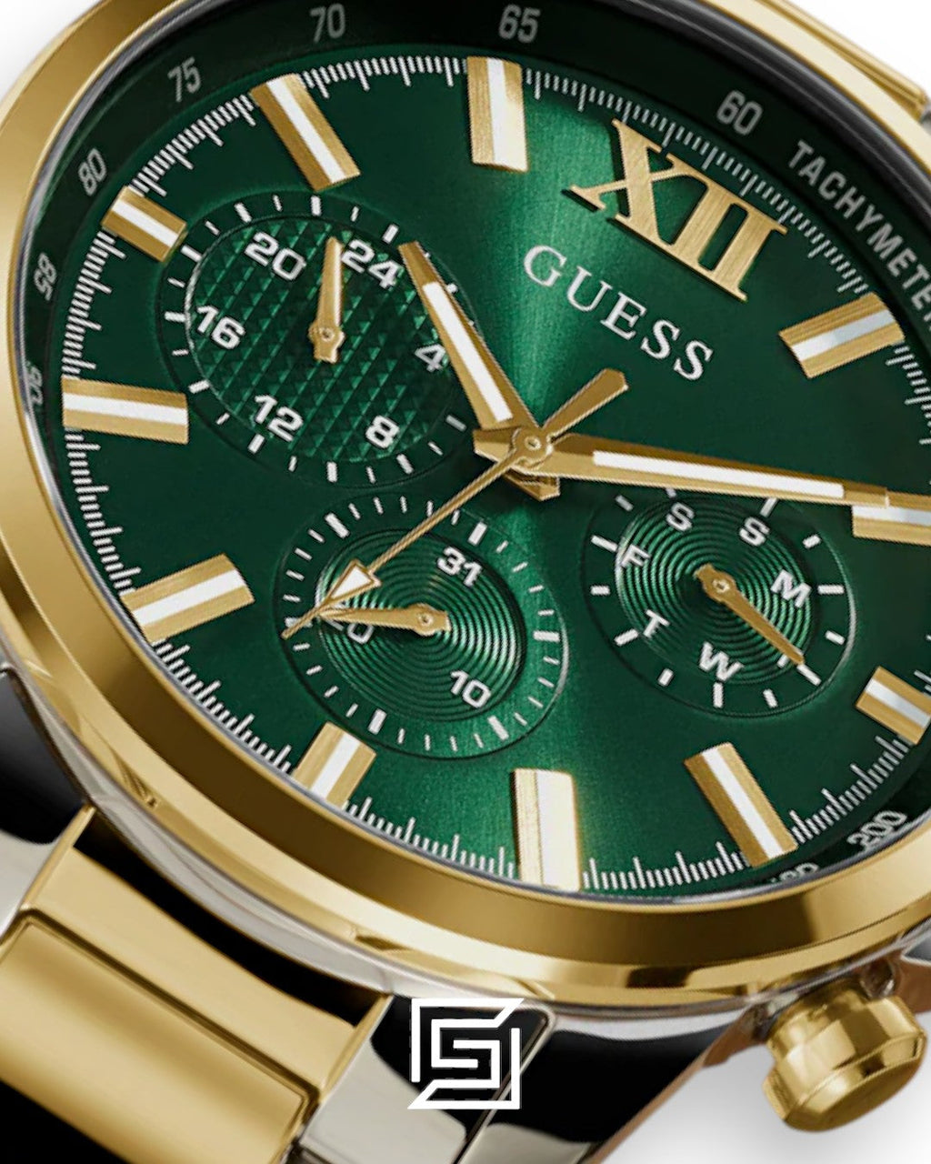 Guess GW0900G5 Men's Stainless Steel and Gold Tone Chronograph Watch with Green Dial
