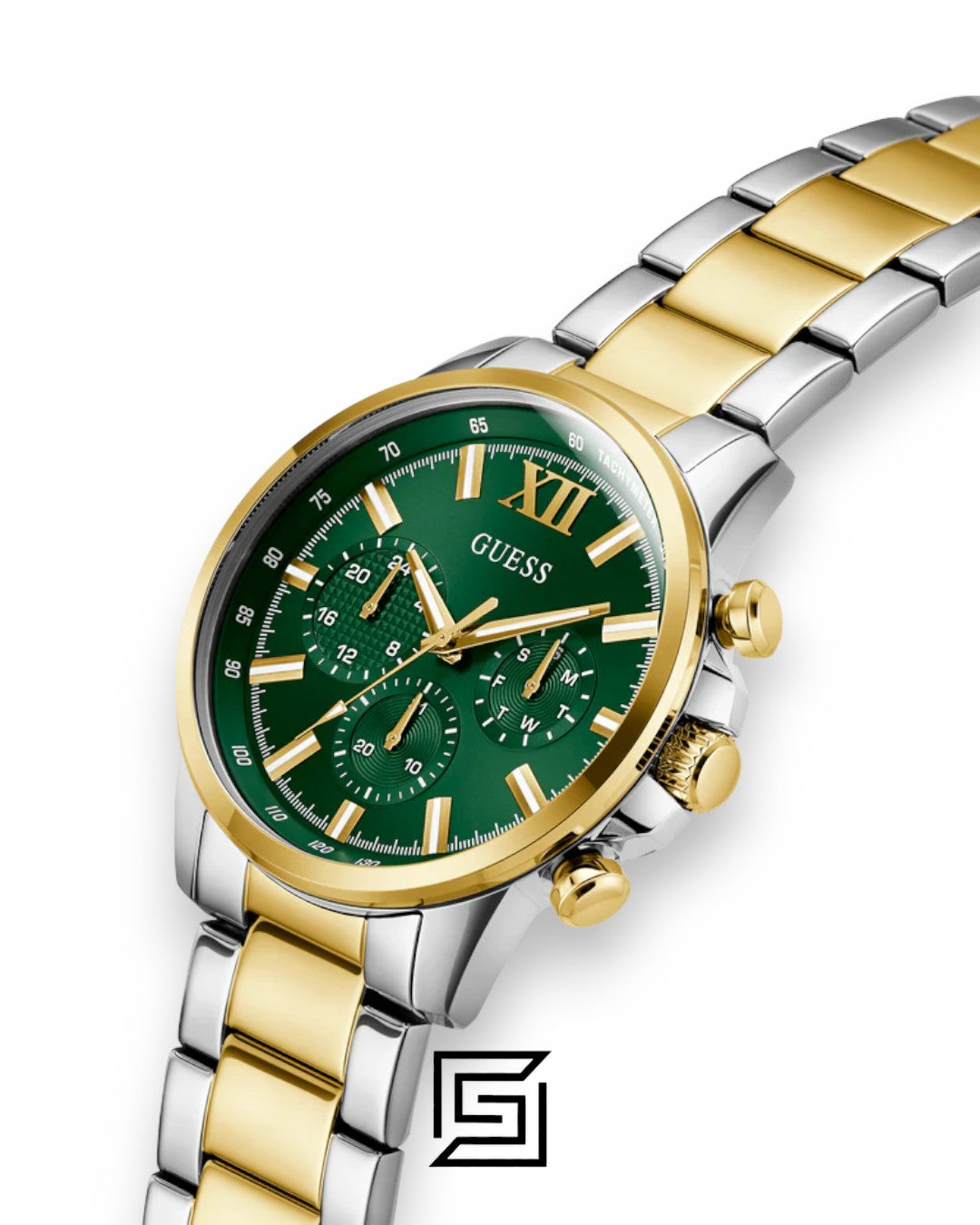 Guess GW0900G5 Men's Stainless Steel and Gold Tone Chronograph Watch with Green Dial