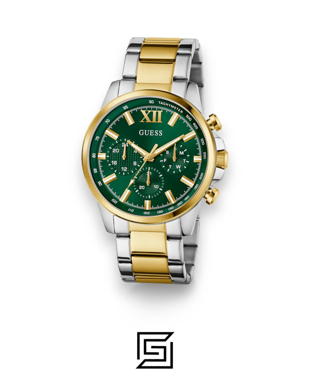Guess GW0900G5 Men's Stainless Steel and Gold Tone Chronograph Watch with Green Dial