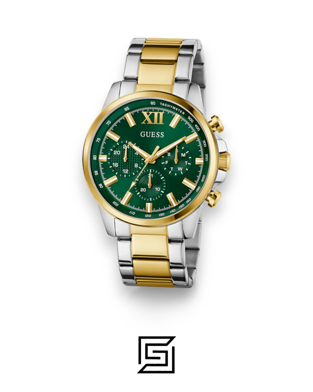 Guess GW0900G5 Men's Stainless Steel and Gold Tone Chronograph Watch with Green Dial