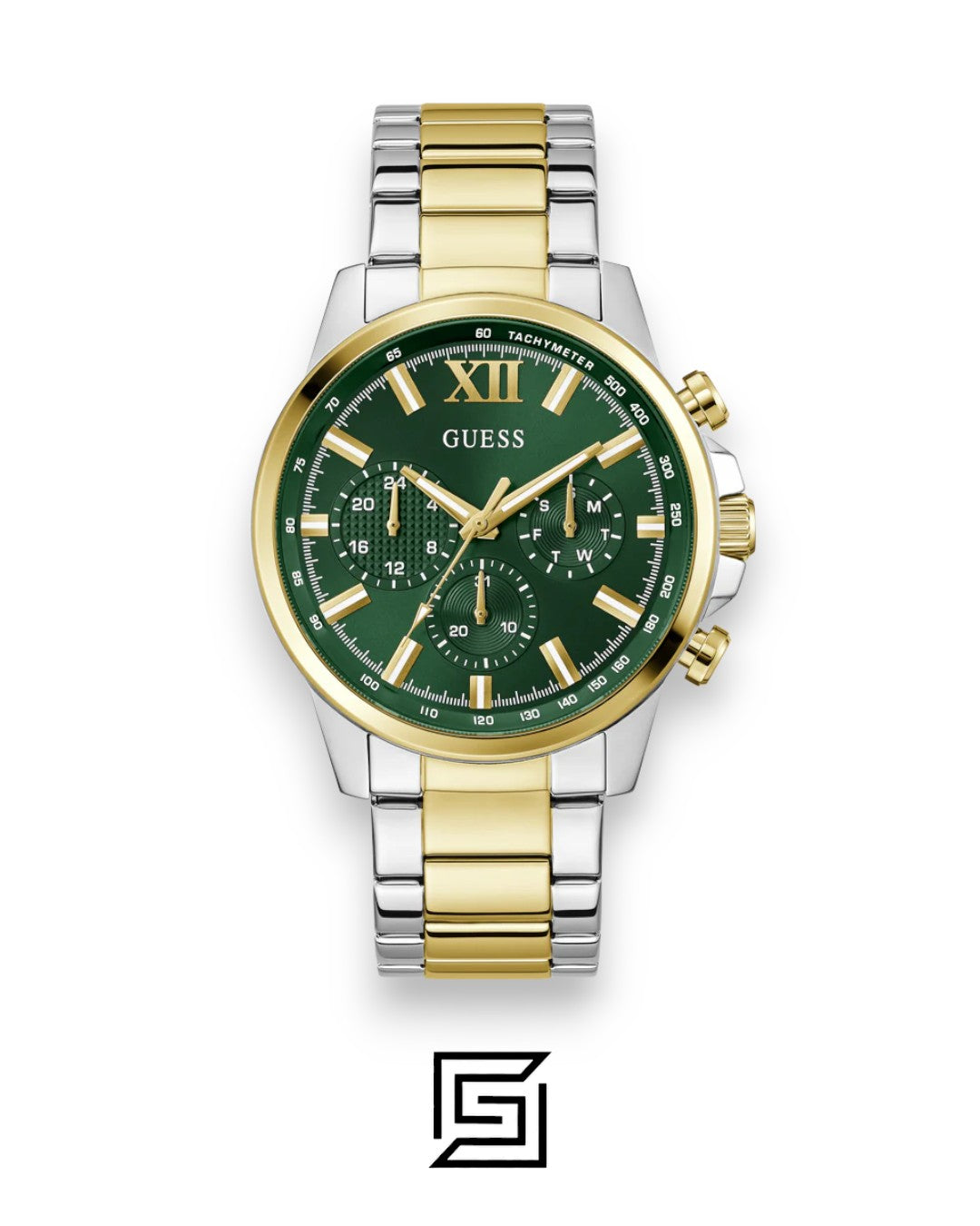 Guess GW0900G5 Men's Stainless Steel and Gold Tone Chronograph Watch with Green Dial
