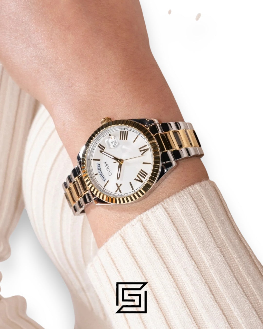 Guess GW0308L6 Two-Tone White Dial Watch