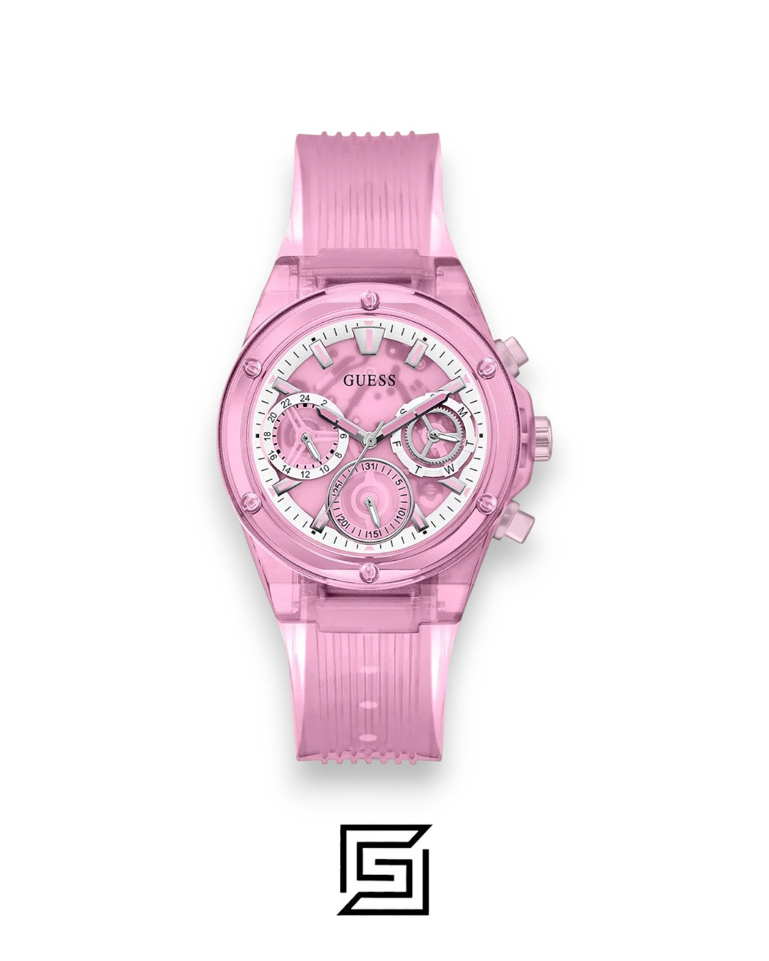 Guess GW0438L2 Pink Dial Transparent Watch