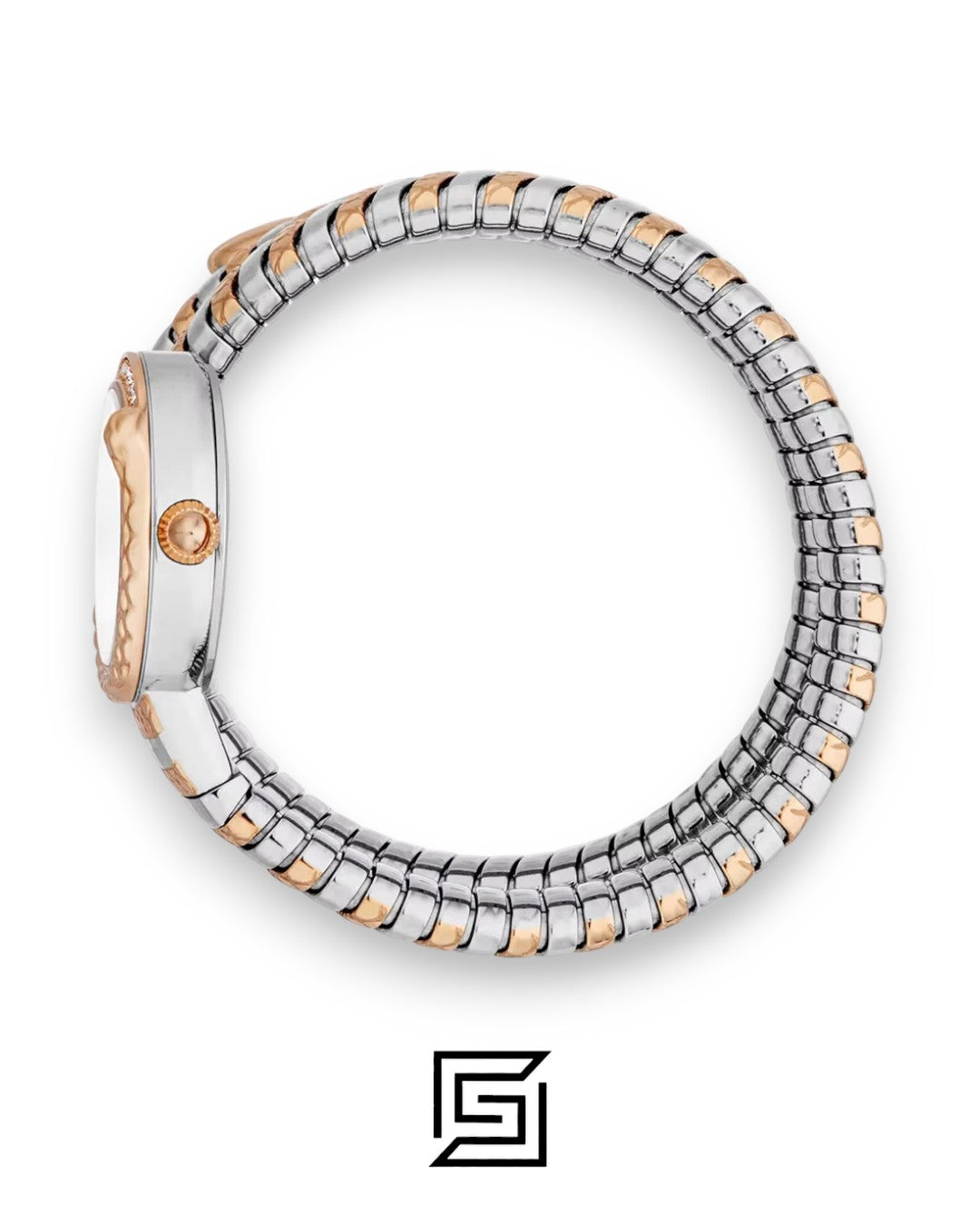 Just Cavalli JC1L302M0065 Women's Silver and Rose Gold Bracelet Watch with White Dial