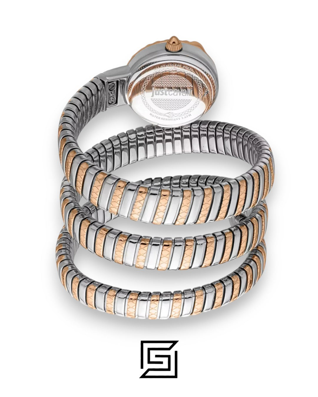 Just Cavalli JC1L302M0065 Women's Silver and Rose Gold Bracelet Watch with White Dial