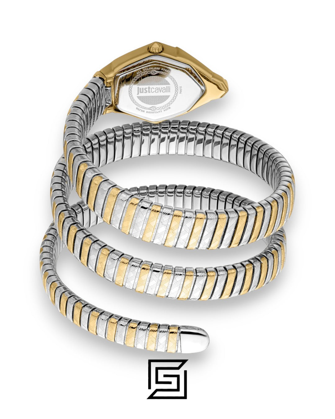 Just Cavalli JC1L304M0055 Hexagonal Case White Dial Two-Tone Women's Watch