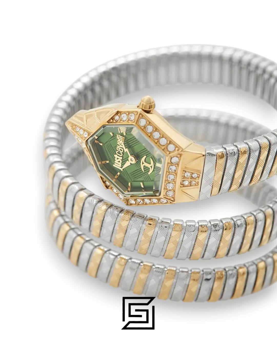 Just Cavalli JC1L304M0065 Two-Tone Hexagonal Green Dial Women's Watch