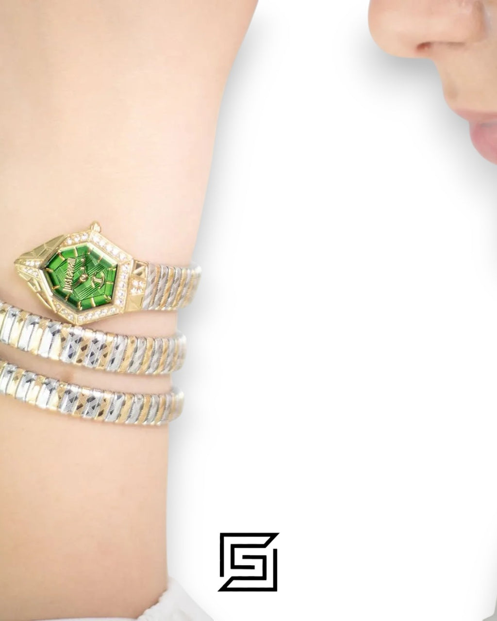Just Cavalli JC1L304M0065 Two-Tone Hexagonal Green Dial Women's Watch