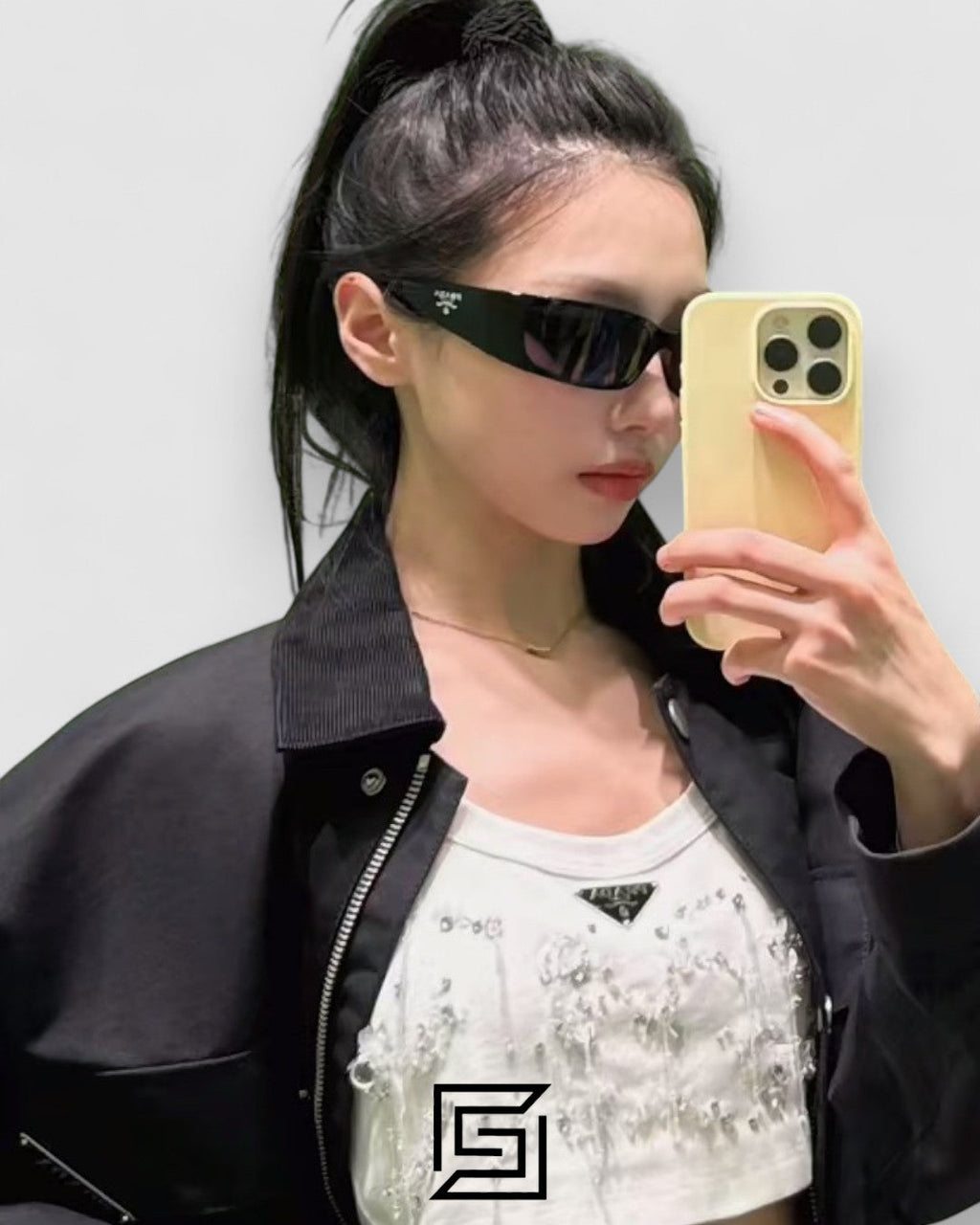 Prada SPR A14 Black Lenses Black Frame