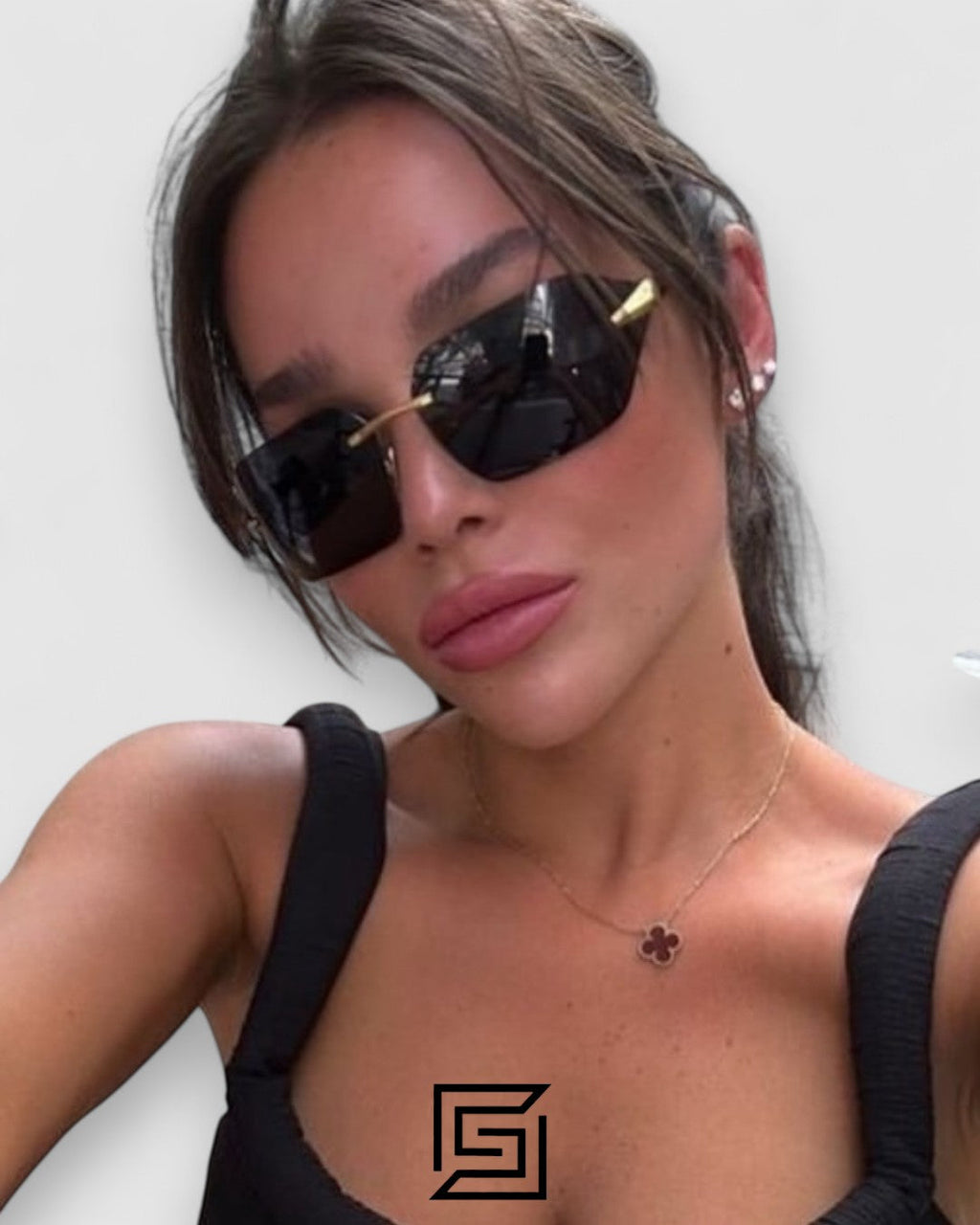 Prada SPR A55 Brown Lenses Gold Frame