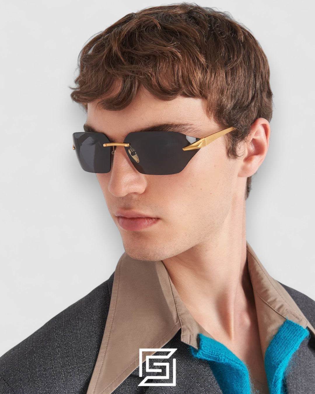 Prada SPR A55 Red Lenses Gold Frame