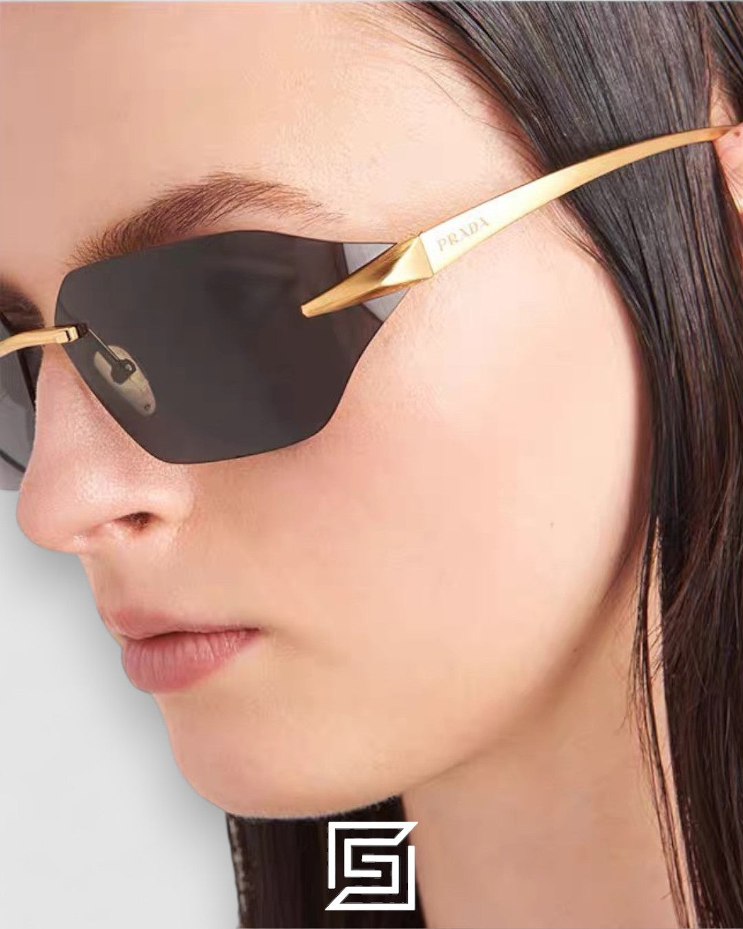 Prada SPR A55 Red Lenses Gold Frame