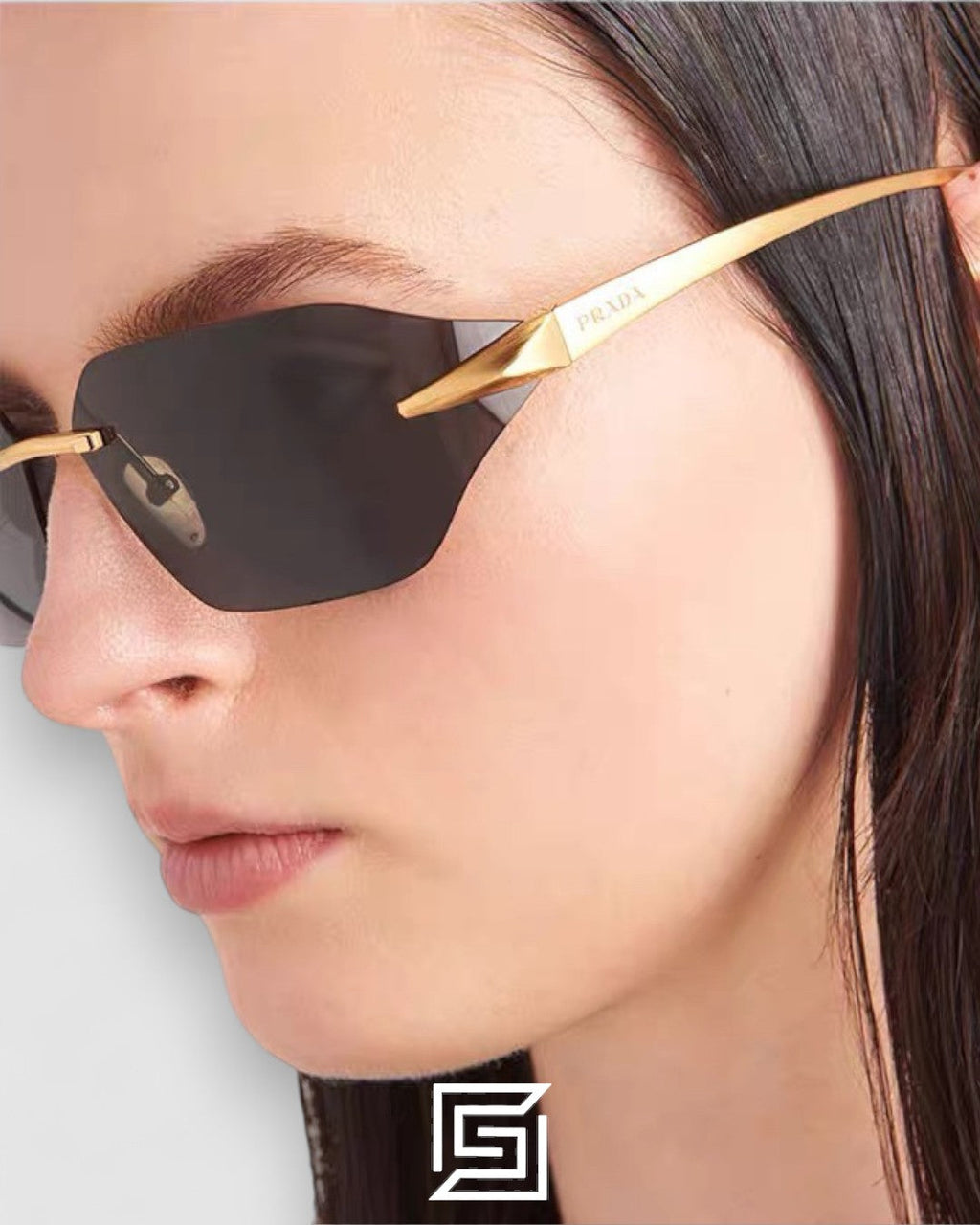 Prada SPR A55 Olive Lenses Gold Frame
