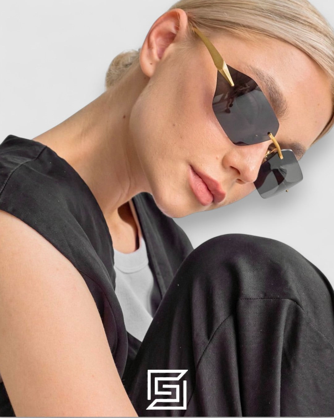Prada SPR A55 Brown Lenses Gold Frame
