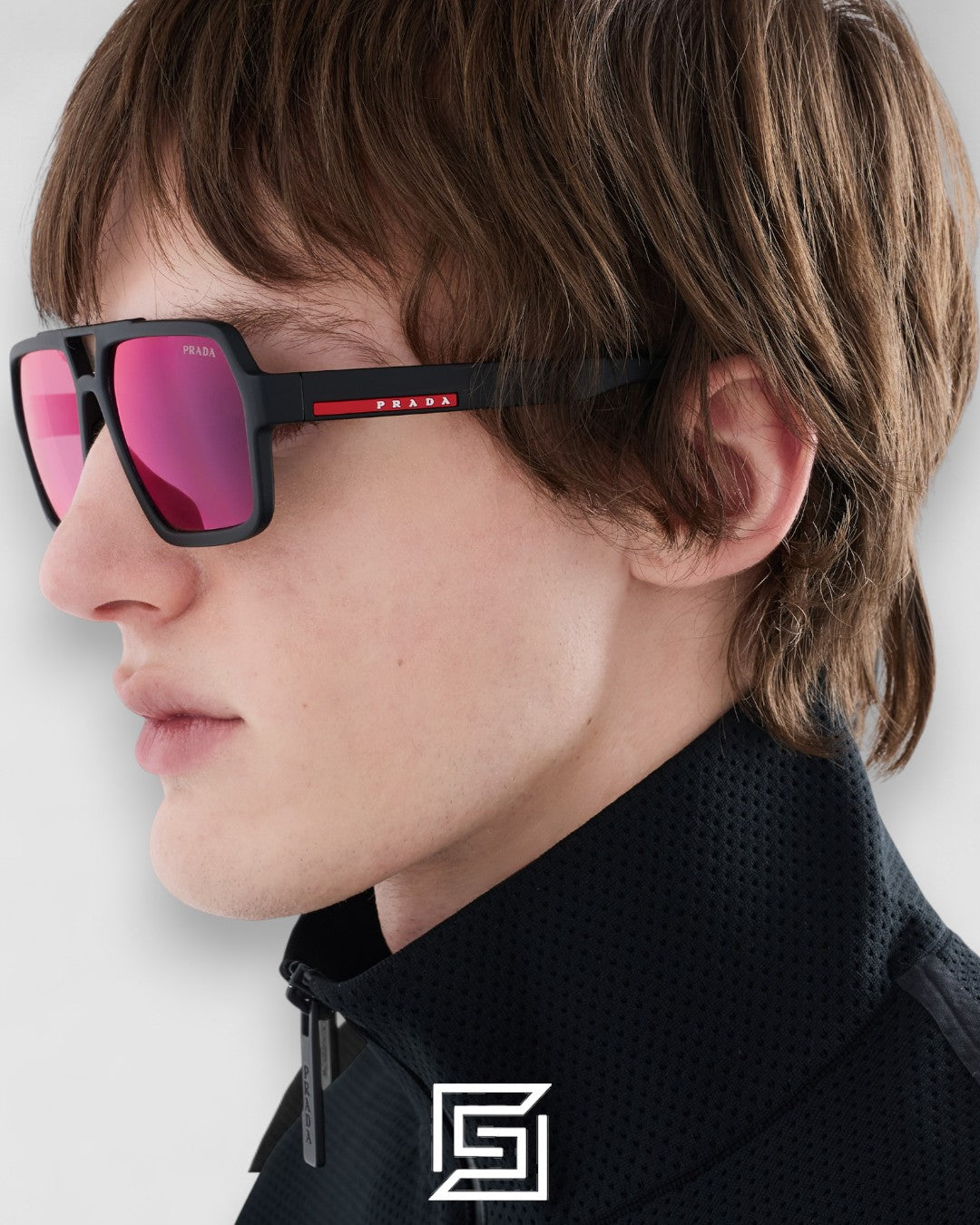Prada SPS 01X Red Mirror Lenses Black Frame