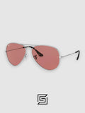 Ray Ban RB3026 AVIATOR XL للجنسين - فضي_أحمر
