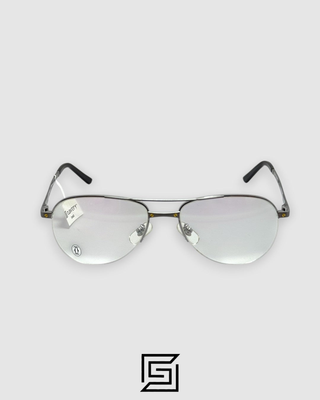 Cartier 5504464 Titanium Optical Glasses - Rimless Silver Aviator Frame