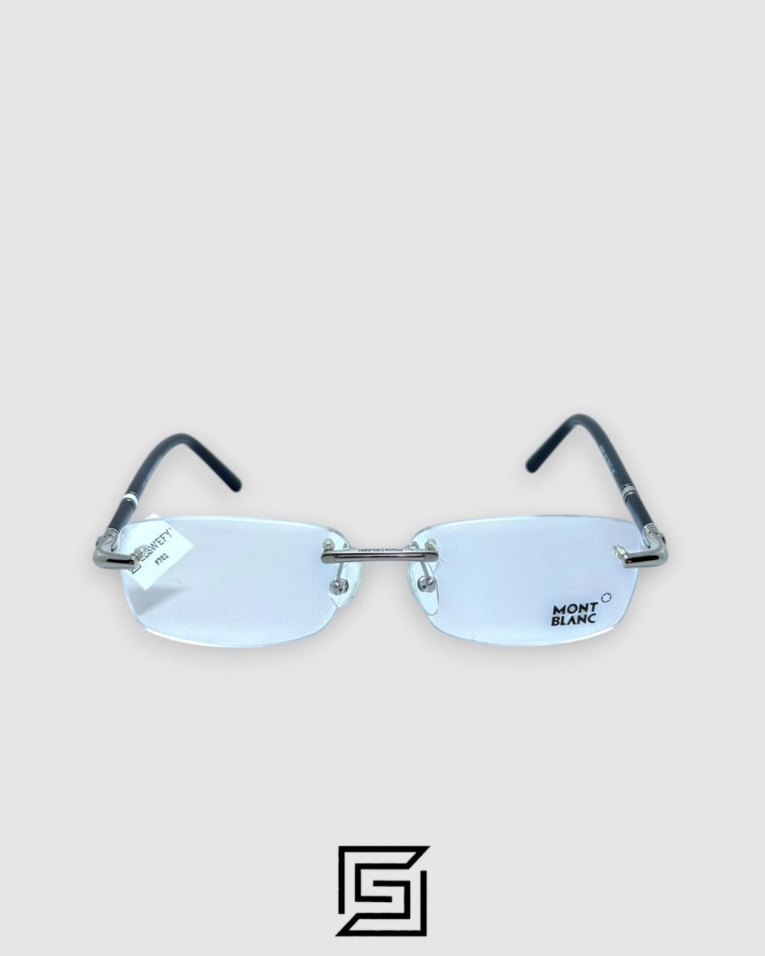 Montblanc MB0476 Rimless Optical Glasses - Silver Metal Frame with Black Temples