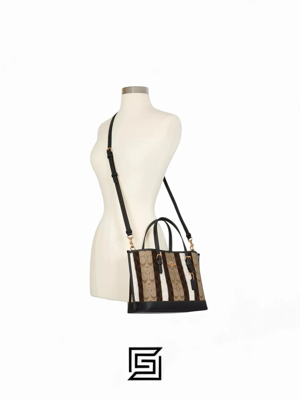 Coach leather Mollie Tote Bag 25 In Signature Jacquard With Stripes C4086