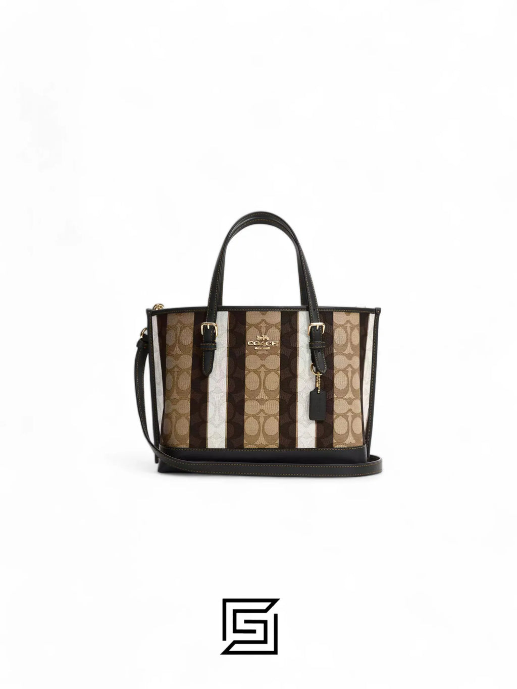 Coach leather Mollie Tote Bag 25 In Signature Jacquard With Stripes C4086