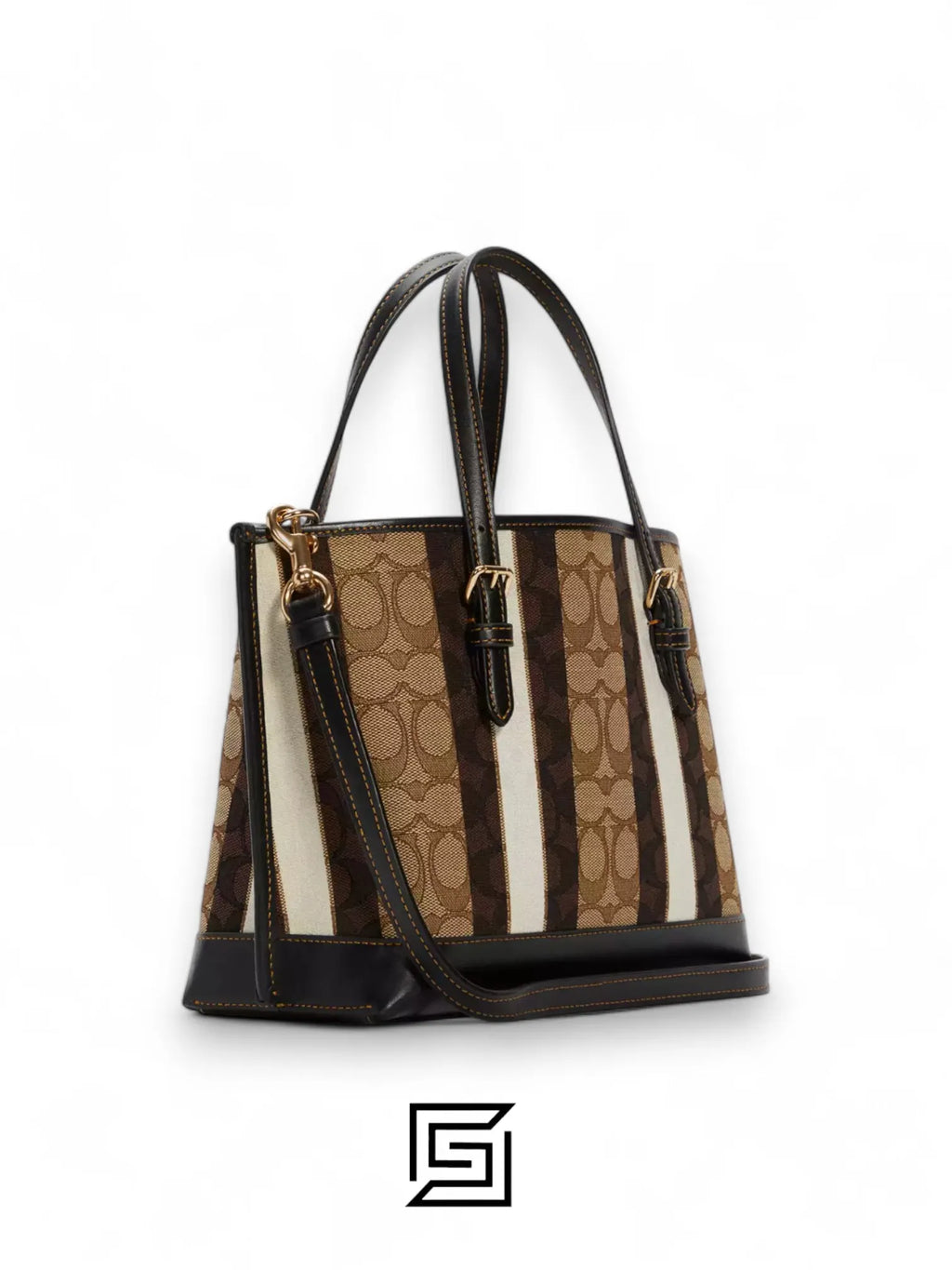 Coach leather Mollie Tote Bag 25 In Signature Jacquard With Stripes C4086